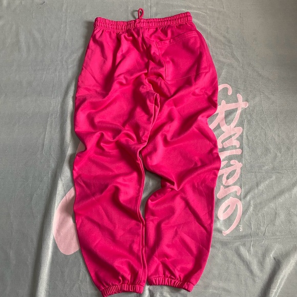 Sp5der Unisex Pink Cotton Stretch Track Pants - Picture 2 of 6